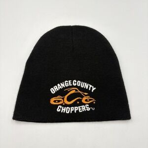 VTG Orange County Choppers Hat Beanie Black Knit Made USA Motorcycle One Size
